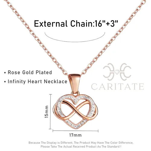Vista 4 de CARITATE Collares de corazón infinito de oro para mujer, gargantilla con colgante de corazón de oro de 14 quilates para mujer, collar de cadena