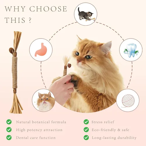 Vista 4 de Natural Silvervine - Juego de 3 palitos masticables para gatos, juguetes comestibles de limpieza de dientes de gatito, golosinas para el cuidado
