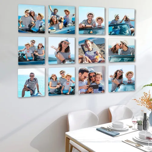 Vista 3 de Azulejos de Fotos Personalizados, Marcos de Fotos de Azulejos Metálicos Mixtos Personalizados Adhesivos para Pared, Marcos de Fotos Collage