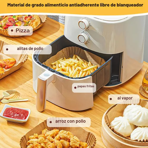 Vista 2 de 375 forros de papel para freidora de aire, cuadrados de 8 pulgadas, desechables, papel pergamino resistente para freidora de aire de 5 a 8 cuartos