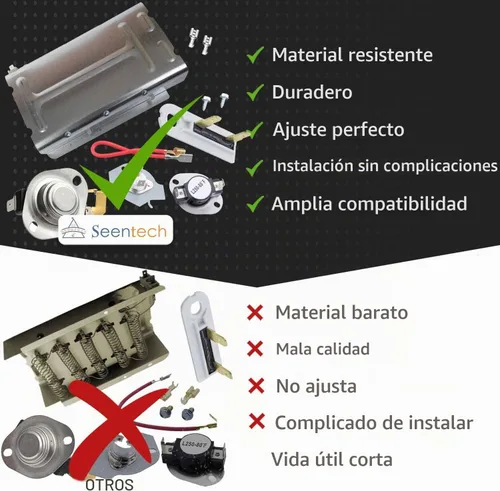 Vista 5 de Elemento calefactor de secadora para Whirlpool WED4815EW1 WED5000DW2 WED6200SW1 WED6600VW0, WED4800BQ1, WED4800XQ0, WED4800XQ1, WED4900XW0
