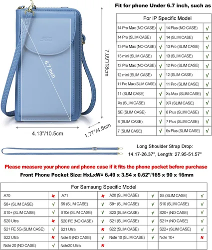 Vista 3 de S-ZONE - Bolso cruzado para mujer, de cuero sintético de PU, con bloqueo RFID, para teléfono celularbilletera