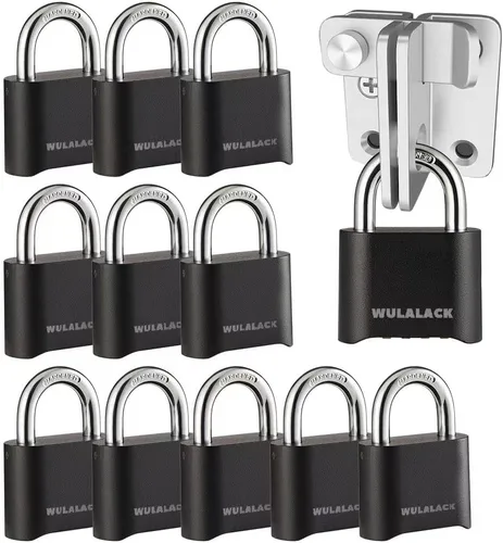 Vista 9 de WULALACK - Candado de combinación para exteriores, candados resistentes a la intemperie con código, combinación de candado reajustable