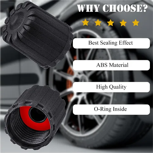Vista 68 de 10 piezas de tapas de válvula de neumático TPMS con vástago largo, tapas de válvula de rueda de plástico negro para TPMS TR20008, tapas de vástago