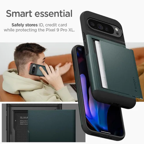 Vista 3 de Spigen Slim Armor CS - Funda diseñada para Pixel 9 Pro XL (2024) [protección de grado militar] - Abyss Green