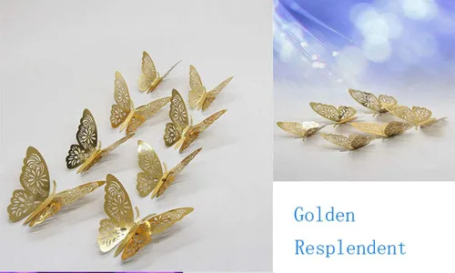 Vista 4 de 12 calcomanías de pared con diseño de mariposa hueca en 3D, elegantes murales, calcomanías de pared para decoración de bebés, niños, dormitorio
