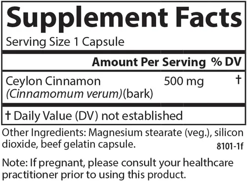 Vista 4 de Carlson Canela de Ceilán, Suplementos de Canela, 500 mg, 45 Cápsulas
