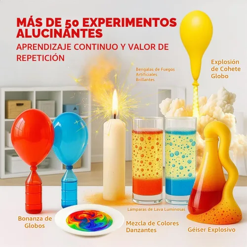Vista 5 de Playz Kaboom! Kit de más de 50 experimentos científicos explosivos para niños de 8 a 12 años con 25 experimentos de fichas de Playz Lab - Set