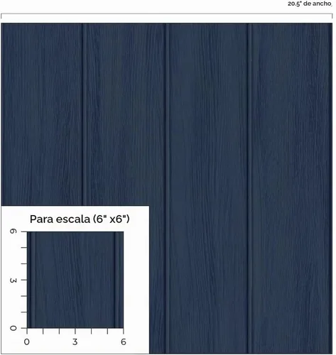 Vista 7 de Papel pintado prepegado con panel de madera sintética (azul naval)