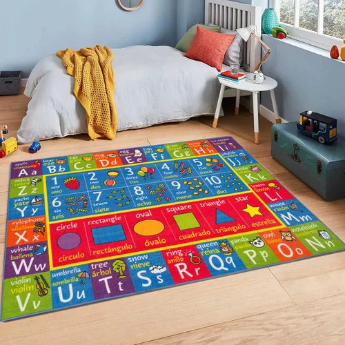 Vista 14 de KC CUBS, tapete para piso, área de aprendizaje educativo, juegos, ABC, alfabeto, animales, para niños y la recámara y sala de juegos de niños.
