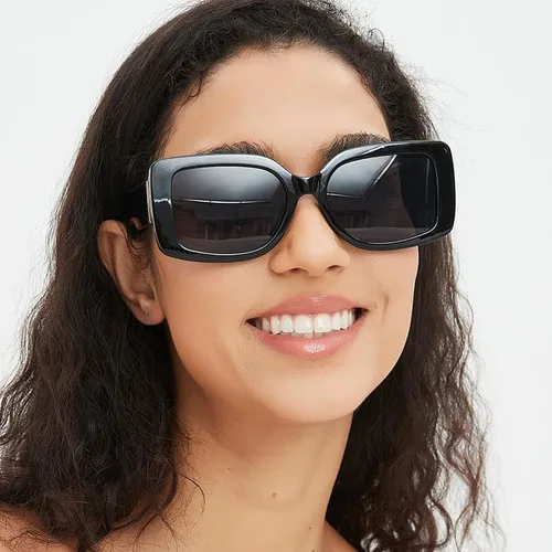 Vista 4 de bullabulling Lentes de sol rectangulares vintage para mujeres y hombres, gruesos y modernos, lentes cuadrados retro de los años 90