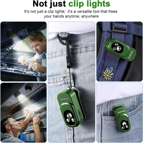 Vista 7 de Linterna EDC recargable profesional con clip de 500 lúmenes, luz de clip con tres soluciones de iluminación, carga USB C, linterna magnética IPX6