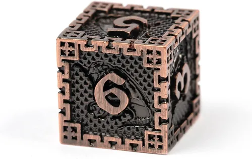 Vista 2 de UDIXI Juego de dados de metal de 7 troqueles, juego de dados poliédricos DND para juegos de rol y otros juegos de mesa (cobre antiguo)