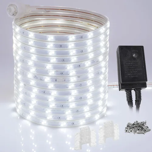 Vista 9 de 1860 LED, tira de luces LED planas rojas de 100 pies de 16 modos para exteriores, SMD 2835, impermeable, permanente, resistente, para exteriores