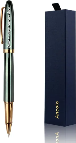 Vista 13 de Ancolo Pluma estilográfica de negocios de lujo personalizada con caja de bolígrafo, bolígrafos de calidad, cuerpo de metal, personalizado