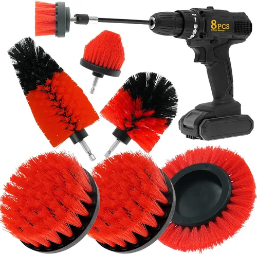Vista 8 de Juego de 8 piezas de accesorios para cepillo de taladro, kit de cepillo de limpieza de potencia con accesorio largo extendido, cepillos de taladro