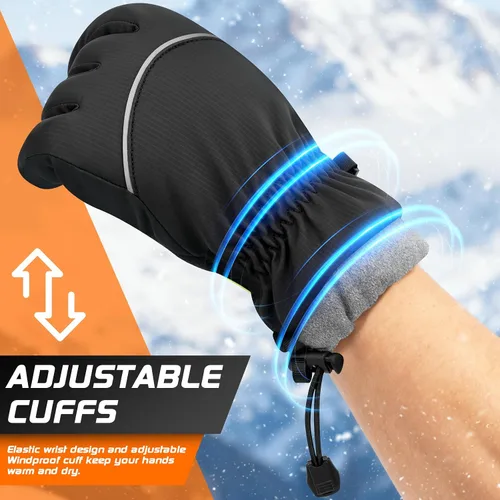 Vista 5 de Guantes de invierno impermeables, pantalla táctil térmica, clima frío, esquí, nieve, guantes cálidos a prueba de viento para ciclismo, correr