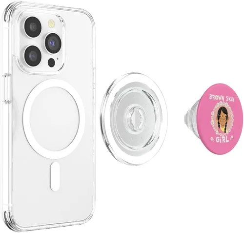 Vista 4 de Brown skin girl skin pearls Indian Girl Black Girls matching PopSockets MagSafe PopGrip for iPhone