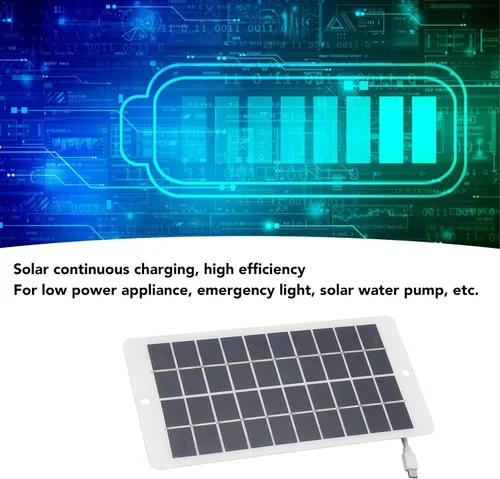 Vista 5 de Panel solar, 10W 5V Panel Solar Tipo C Salida Panel de Carga Solar Portátil para Teléfono de Carga de Monitoreo de Seguridad