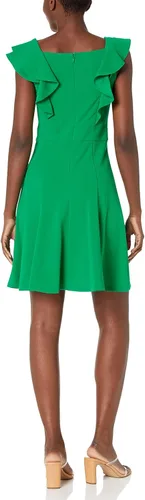 Vista 2 de DKNY Vestido acampanado y manga con volantes dobles para mujer