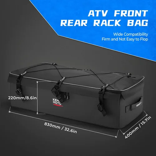Vista 6 de KEMIMOTO Bolsa de equipo ATV para estante delantero y trasero, bolsas de almacenamiento ATV resistentes al agua, ajustable, enfriador adicional