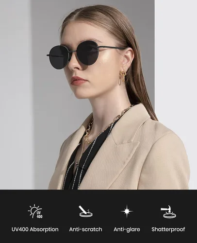 Vista 2 de Cyxus Gafas de sol plegables para mujeres y hombres, lentes polarizadas con protección UV 400, pantalla plegable, portátil, ultraligera, montura TR