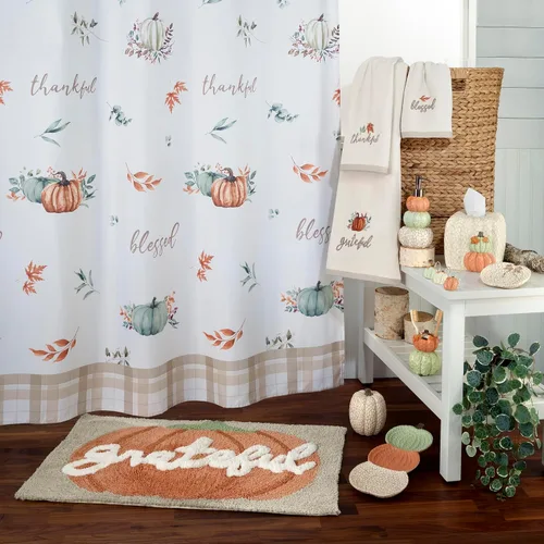 Vista 2 de Avanti Linens - Papelera decorativa, decoración de baño inspirada en otoño (colección Grateful Patch)