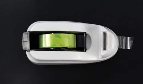 Vista 8 de Dispensador de cinta adhesiva de escritorio con base pesada y antideslizante, dispensación con una mano (Blanco)