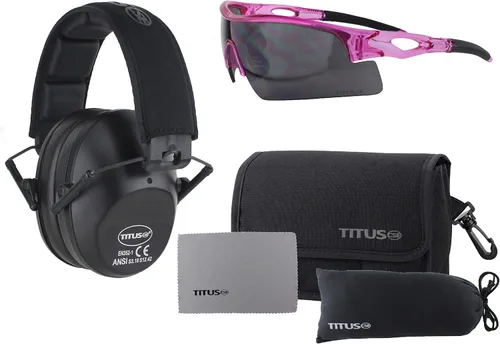 Vista 12 de TITUS Paquete combinado de orejeras y gafas de seguridad de línea delgada