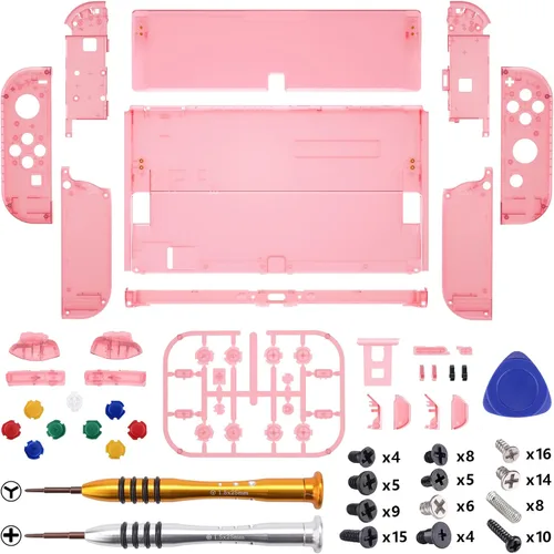 Vista 20 de eXtremeRate DIY Full Set Shell for Nintendo Switch OLED, Replacement Console Back Plate & Kickstand, Custom NS Controller Housing with Full Set
