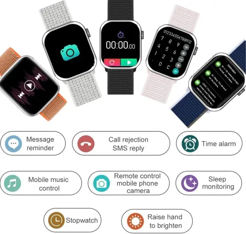 Vista 6 de Reloj inteligente para hombres y mujeres para teléfonos Android iOS compatible con iPhone, pantalla táctil completa rastreador de fitness