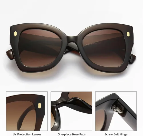 Vista 2 de Gafas de sol cuadradas de gran tamaño para mujer, de lujo, con protección UV400 retro