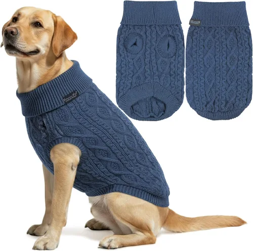 Vista 13 de Parisian Pet Suéteres de Navidad para Perros - Tipo Pullover, Suéter Azul para Perro con Cuello de Tortuga - Suéter Grueso de Punto Trenzado