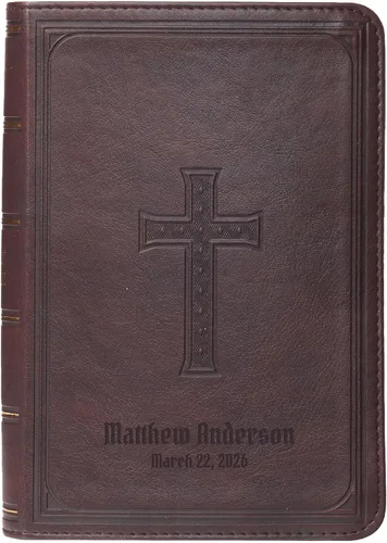 Vista 11 de Biblia impresa grande personalizada KJV para adultos, nombre grabado Marrón