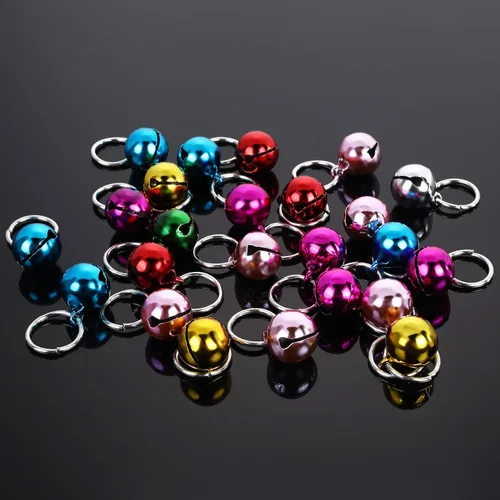Vista 8 de TIESOME Campanas para mascotas para collar de perro y gato, accesorios colgantes para mascotas, acero inoxidable, 24 juegos de campanas