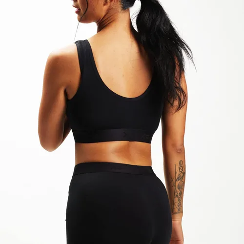 Vista 4 de TomboyX Brasier suave, bralette de algodón con cuello redondo para mujer, sin relleno, de bajo impacto, (XS-6X)