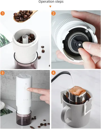 Vista 5 de Molinillo de café eléctrico Molino automático de frijoles Molinillo portátil Molienda de cerámica ajustable Uso fácil