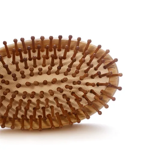 Vista 5 de JewelryWe Cepillo de masaje de bambú natural antiestático ovalado con mango largo para el cabello, cojín de aire, cuidado del cabello, cepillo
