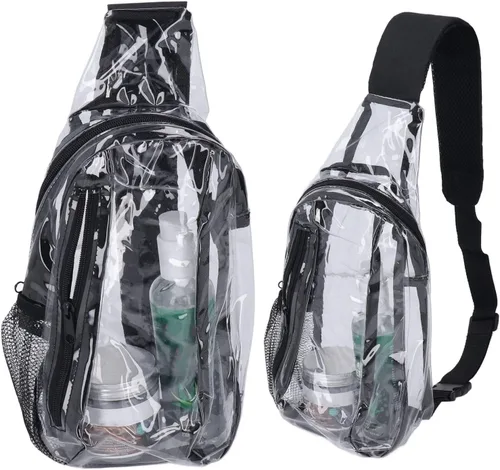 Vista 5 de SPYMINNPOO Bolsa transparente de PVC, aprobada por el estadio, impermeable, transparente, con correa ajustable para senderismo, conciertos
