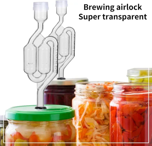 Vista 6 de Set de esclusas de aire con burbujas, 4 esclusas para fermentación, 4 tapones de perforación #6 y 8 gomas de esclusa, utilizado para fermentar vino