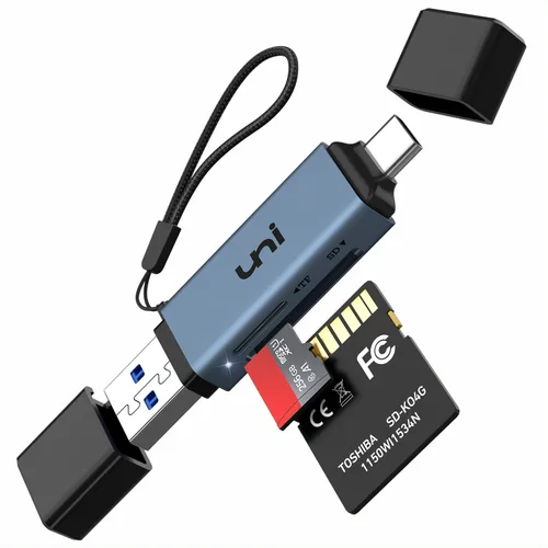 Vista 10 de uni Lector de tarjetas SD, adaptador USB C a tarjeta Micro SD de alta velocidad USB 3.0 con ranuras duales, lector de tarjetas de memoria