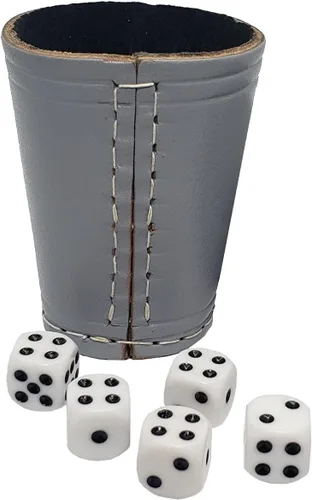 Vista 9 de Cyber-Deals - Taza compacta de cuero genuino para dados + dados con bolsa de almacenamiento de terciopelo negro