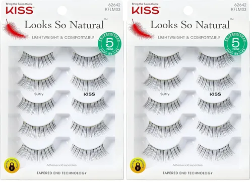 Vista 12 de KISS Looks So Natural - Pestañas postizas, ligeras y cómodas, tecnología de extremo ahusado, reutilizables, libres de crueldad, compatibles