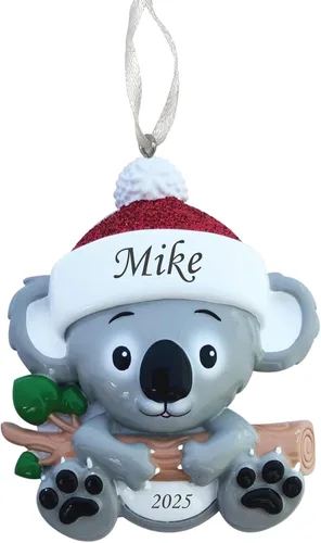 Vista 8 de 2025 Adorno de Navidad personalizado para niños – Recuerdo festivo con nombre y año personalizados – Adorno de árbol de Navidad con diseño de animal