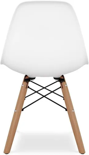 Vista 5 de Sillas de plástico y madera de 21.75 pulgadas para sala de juegos para niños en blanco (juego de 2)