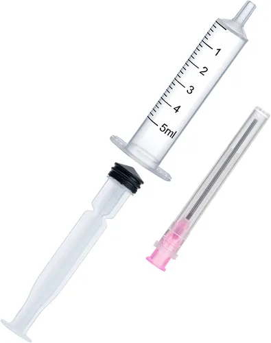 Vista 2 de Jeringa de plástico de llenado de tinta de 5 ML/CC con punta de aguja de acero inoxidable romo para pluma estilográfica, impresora