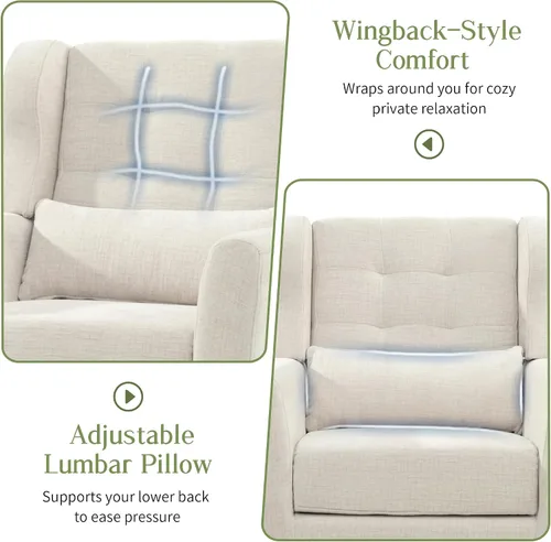 Vista 4 de cinkehome Sillas decorativas con brazos para sala de estar, sillón moderno tapizado en chenilla, cómoda silla de salón acolchada y suave