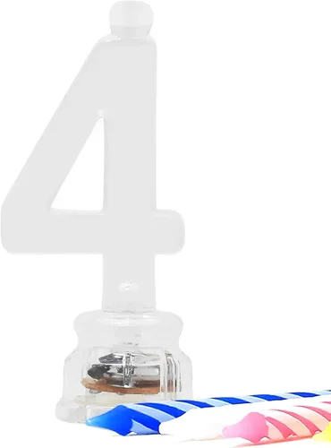 Vista 7 de Juego de velas y número iluminado multicolor para torta de cumpleaños, 5 unidades, 0, Multicolor