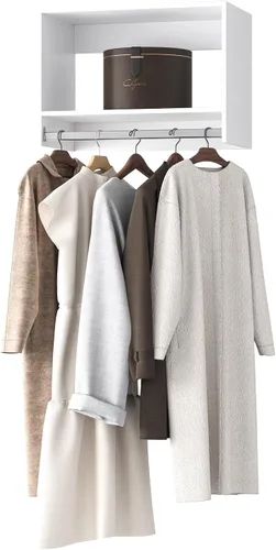 Vista 11 de Unidad Colgante Doble Mediana para Closet, Sistema Modular de Closet, Organizador de Sistema de Closet de Madera con Almacenamiento para Walk-in