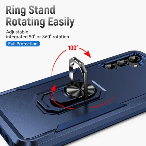 Vista 6 de Funda para Samsung Galaxy A14 5G con anillo de soporte, resistente protección de grado militar a prueba de golpes para Galaxy A14 5G funda de marino